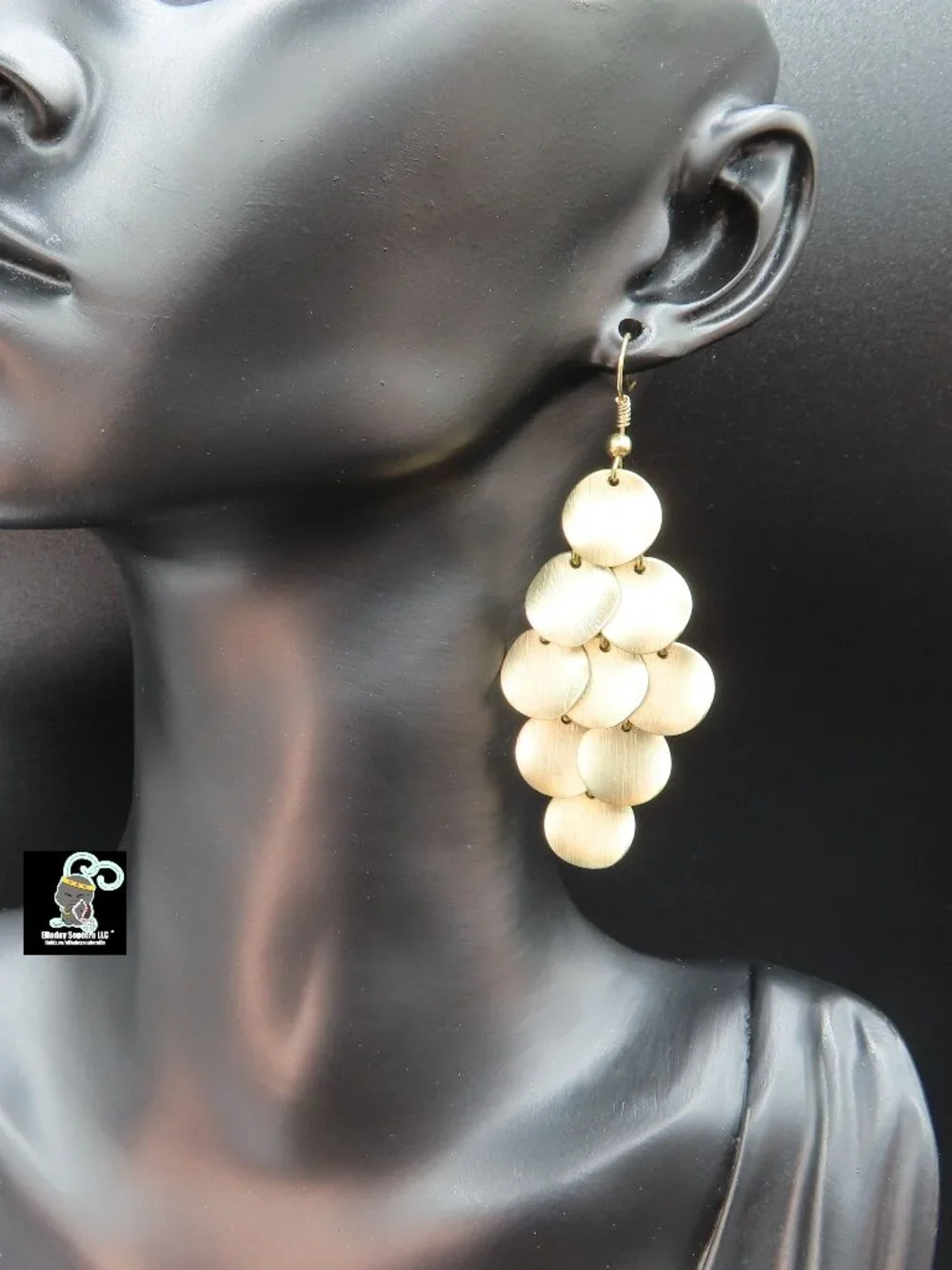 Metal Disc Cluster Dangle Earrings